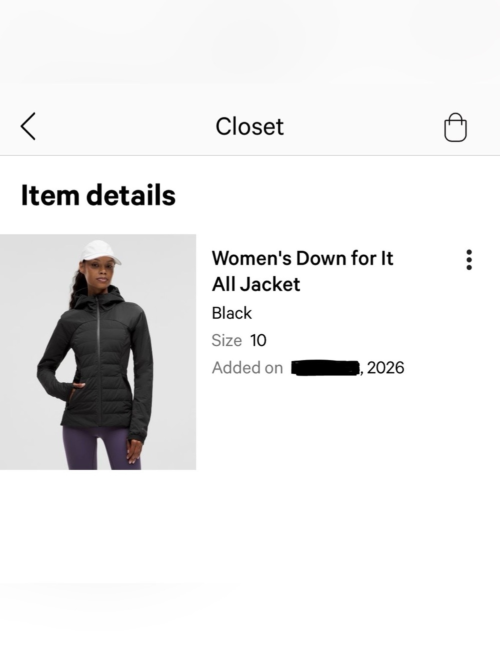 NWT Lululemon Women’s Down For It All Jacket Size 10 Black